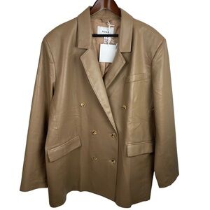 Pistola | Roman Tan Faux Leather Double Breasted Blazer New